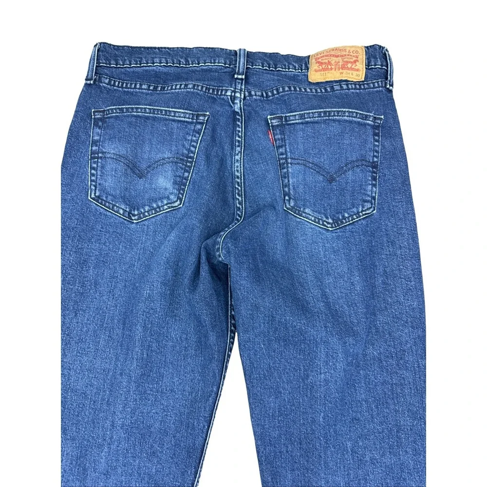 Levi's 511 Jeans Mens 34x30 Blue Denim Slim Fit Hemmed To 25 Medium Wash